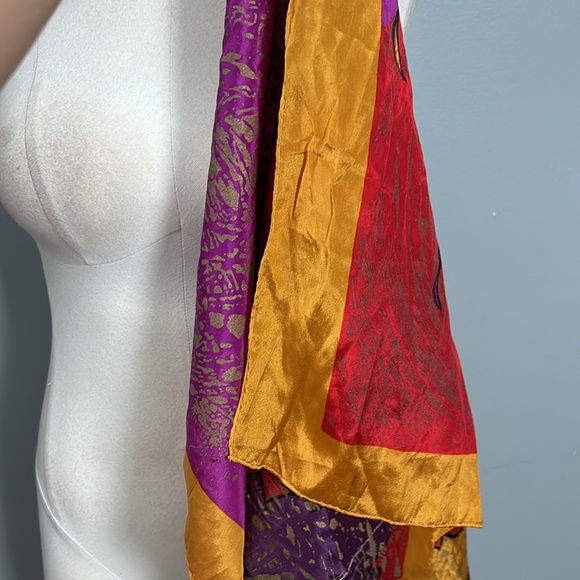 Honey silk square floral abstract shimmer scarf women’s - Picture 7 of 12